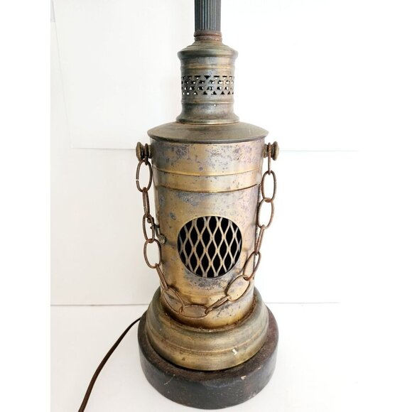 1960s MCM Table Lamp Brass Nautical Industrial Internal Light Mid Century INVRM - Picture 5 of 7